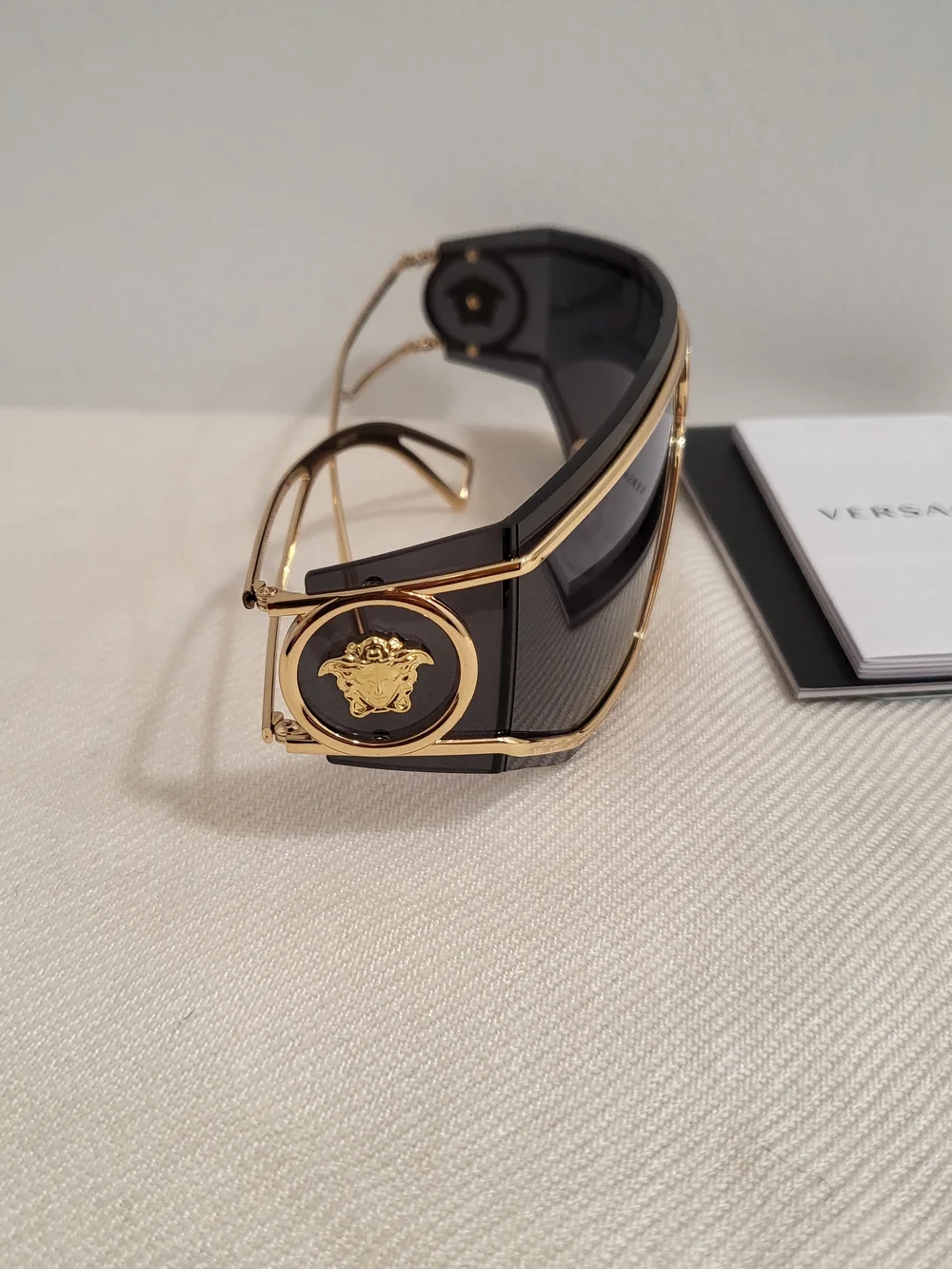 Versace Gold and Brown Designer Slim Temple Eyeglasses